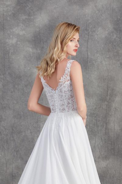 A-Linien-Brautkleid aus Chiffon mit perlenbesetztem Oberteil ivory/Haut